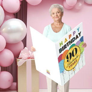 90th Birthday Balloons Oversized Card