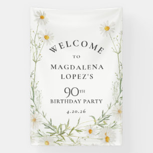 90th Birthday Banner April Birth Flower Daisy