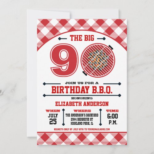 90th Birthday Barbecue Invitation