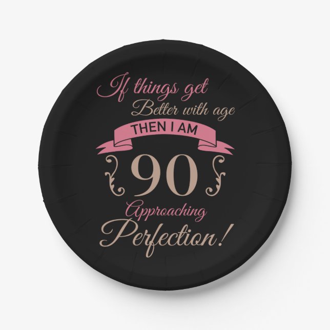 90th Birthday Better With Age Paper Plates (Front)