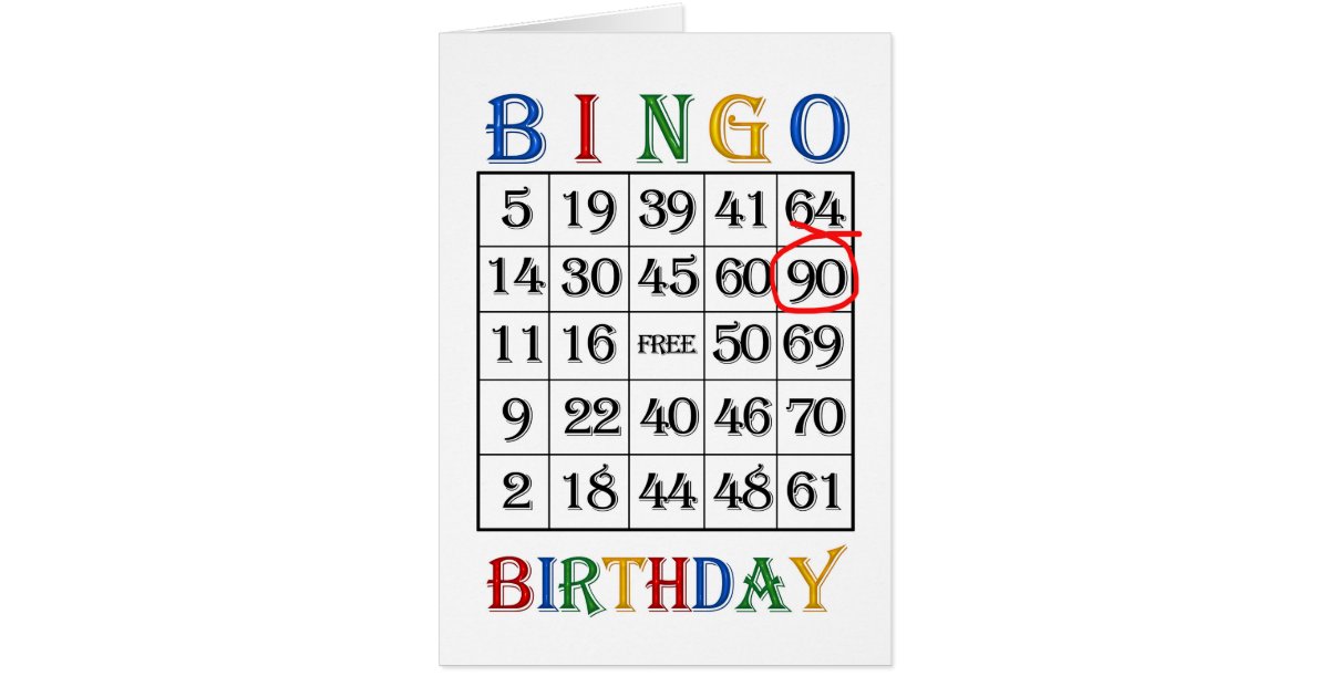 90th Birthday Bingo card | Zazzle