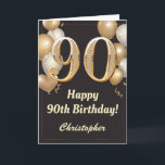90th Birthday Black and Gold Balloons Confetti Card<br><div class="desc">90th Birthday Black and Gold Balloons Confetti Card. For further customization,  please click the "Customize it" button and use our design tool to modify this template.</div>