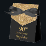 90th Birthday Black Gold Glitter Thank You Favor Boxes<br><div class="desc">This fabulous modern 90th Birthday Black Gold Glitter Thank You favor box with sparkling gold glitter, the birthday girl's name in a trendy script font, and tied with an elegant black bow would be perfect for your event. It would be great for a candy station, on a thank you gift...</div>