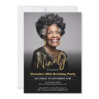 90th Birthday Black Gold Minimal Modern Photo