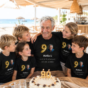 90th birthday black gold photo T-Shirt