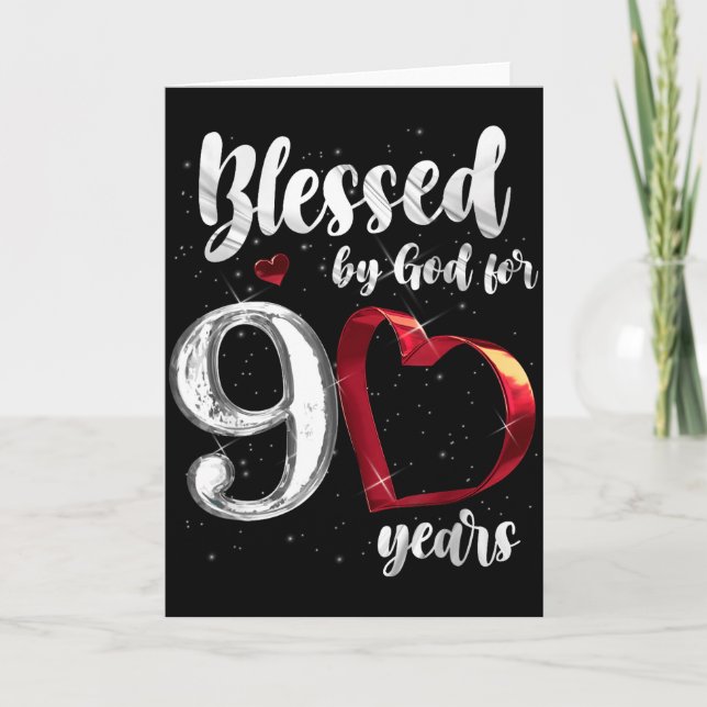 90th Birthday Blessed By God For 90 Years Birthday Card (Front)