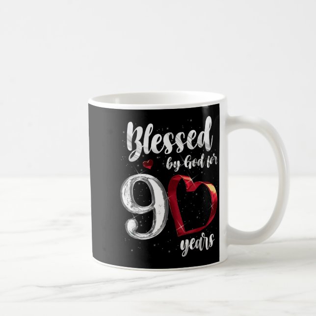 90th Birthday Blessed By God For 90 Years Birthday Coffee Mug (Right)