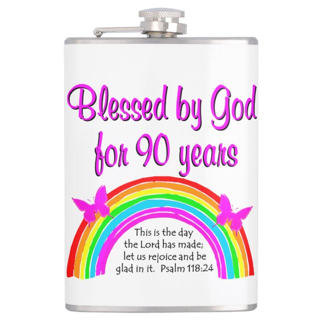 90TH BIRTHDAY BLESSING FLASK (Front)