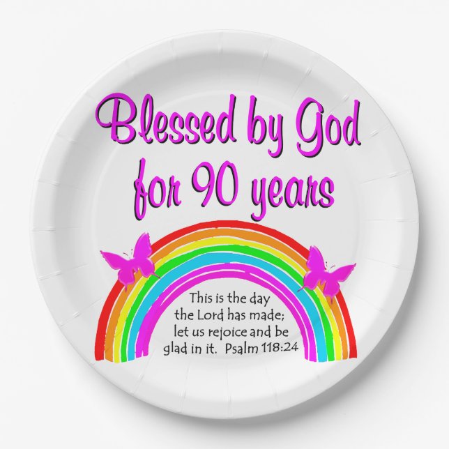 90TH BIRTHDAY BLESSING PAPER PLATES (Front)