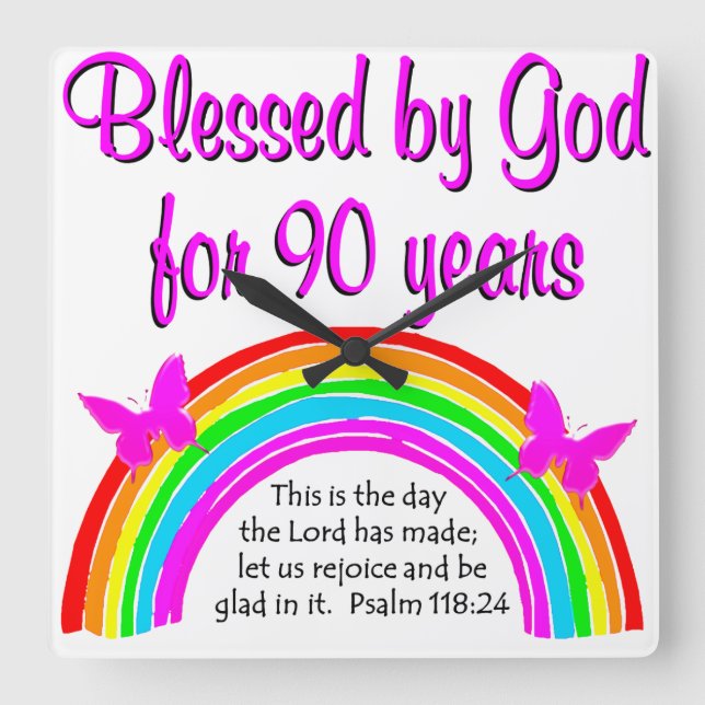 90TH BIRTHDAY BLESSING SQUARE WALL CLOCK (Front)