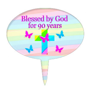 90TH BIRTHDAY BLESSINGS CAKE PIC CAKE TOPPER