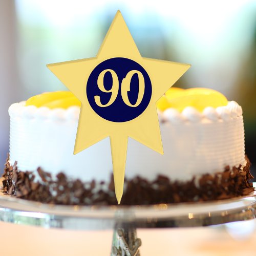 90th Birthday Blue and Yellow Star Cake Topper