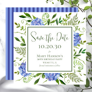 90th Birthday Blue Hydrangeas Save The Date