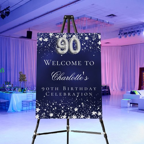 90th Birthday blue silver stars welcome party Foam Board