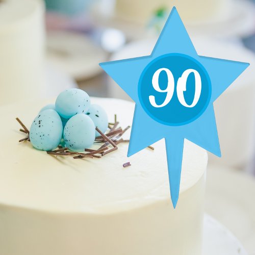 90th Birthday Blue Star Cake Topper