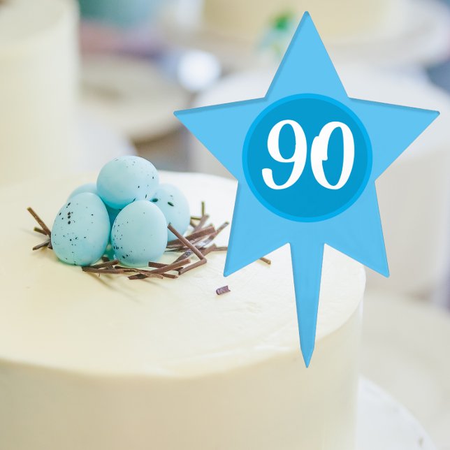 90th Birthday Blue Star Cake Topper (In Situ Cake)
