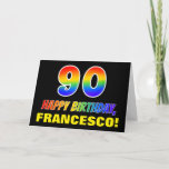 [ Thumbnail: 90th Birthday: Bold, Fun, Simple, Rainbow 90 Card ]