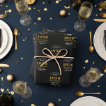 90th Birthday born 1936 Add Name Black Gold Wrapping Paper Sheets<br><div class="desc">A personalized wrapping paper design for that birthday celebration for a special person. Add the name to this vintage retro style black and gold design for a custom birthday gift. Easily edit the name and year with the template provided. A wonderful custom birthday gift. More gifts and party supplies for...</div>