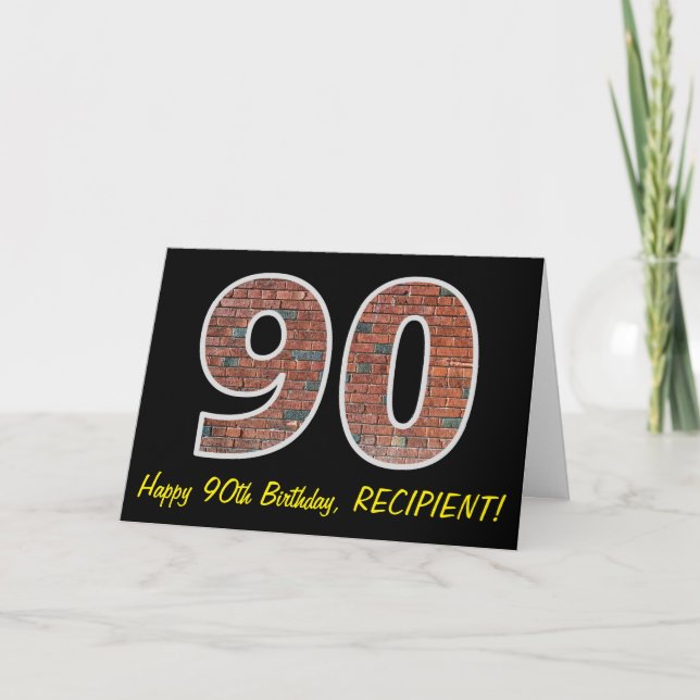 90th Birthday - Brick Wall Pattern "90" w/ Name Card (Front)