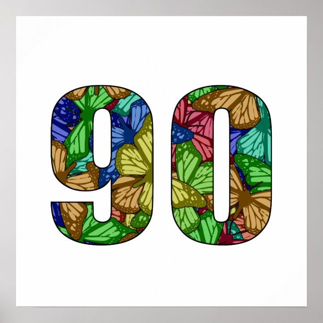 90th Birthday Butterflies Poster (Front)