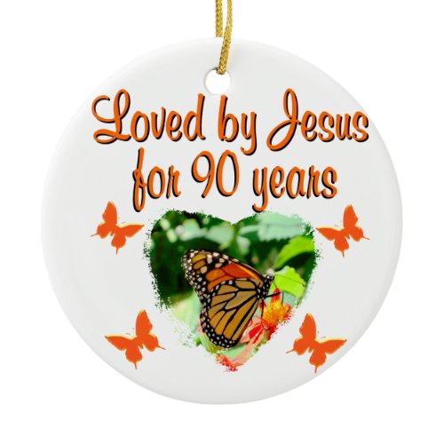 90TH BIRTHDAY BUTTERFLY CERAMIC ORNAMENT