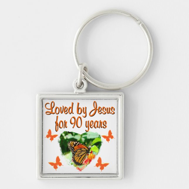 90TH BIRTHDAY BUTTERFLY KEYCHAIN (Front)