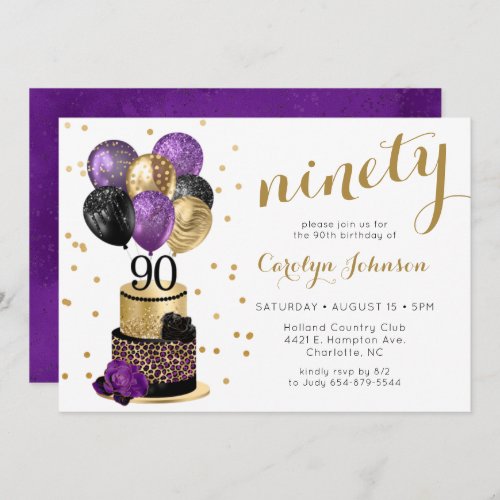 90th Birthday Cake Invitation