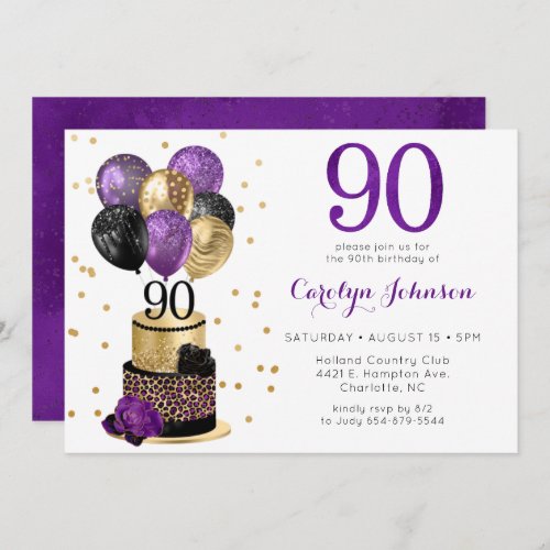 90th Birthday Cake Invitation