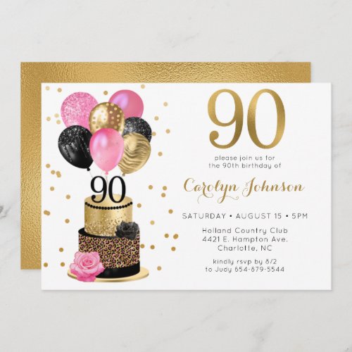 90th Birthday Cake Invitation