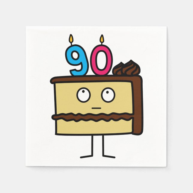 90th Birthday Cake with Candles Napkins (Front)