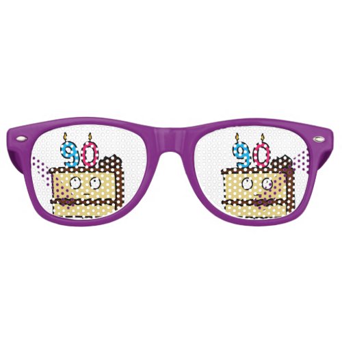 90th Birthday Cake with Candles Retro Sunglasses