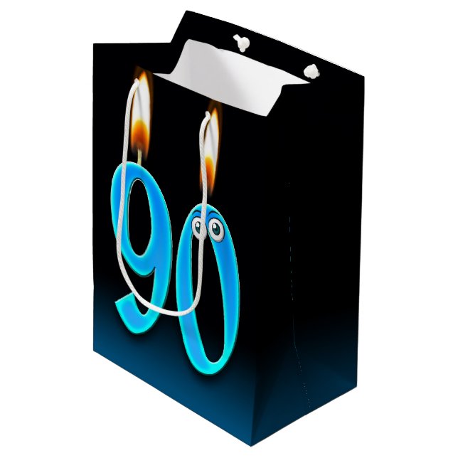 90th Birthday Candles Medium Gift Bag (Front Angled)