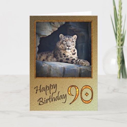 90th Birthday Card with a snow leopard