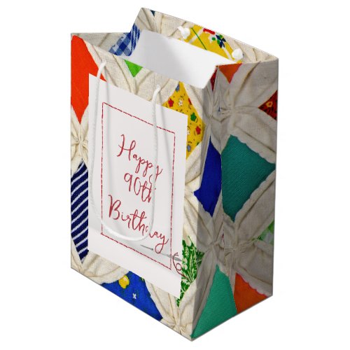 90th Birthday Cathedral Window Quilt Medium Gift Bag