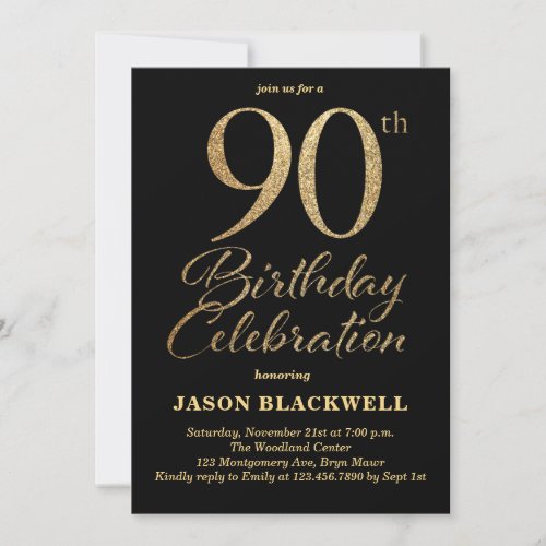 90th Birthday Celebration Black & Gold