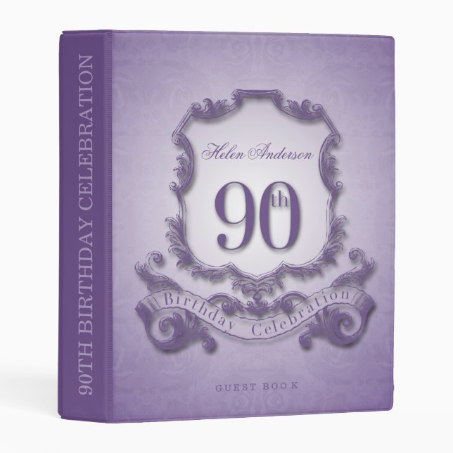 90th Birthday Celebration Framed Guest Book Mini B Mini Binder (Front/Spine)