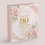 90th Birthday Celebration Memory Album Pink Gold  3 Ring Binder<br><div class="desc">✅ For matching items search 17-90 in my collections ✅ Celebrate a once-in-a-lifetime milestone with this elegant 90th Birthday Memory Album, beautifully designed with soft watercolor blush pink flowers and a shimmering gold glitter frame. Perfect for honoring a beloved mother, grandmother, great-grandmother, aunt, or friend, this personalized keepsake captures a...</div>