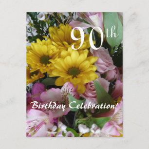 90th Birthday Celebration!-Party/Floral Bouquet Invitation