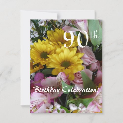 90th Birthday Celebration!-Party/Floral Bouquet Custom Invitations