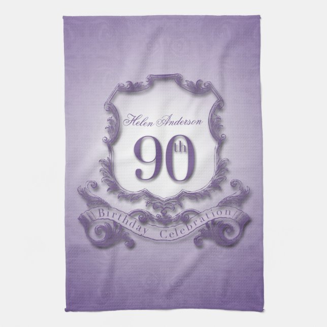 90th Birthday Celebration Personalized Kitchen Towel (Vertical)
