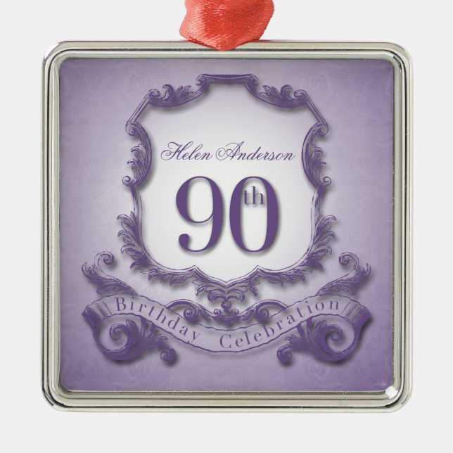 90th Birthday Celebration Personalized Ornament (Front)