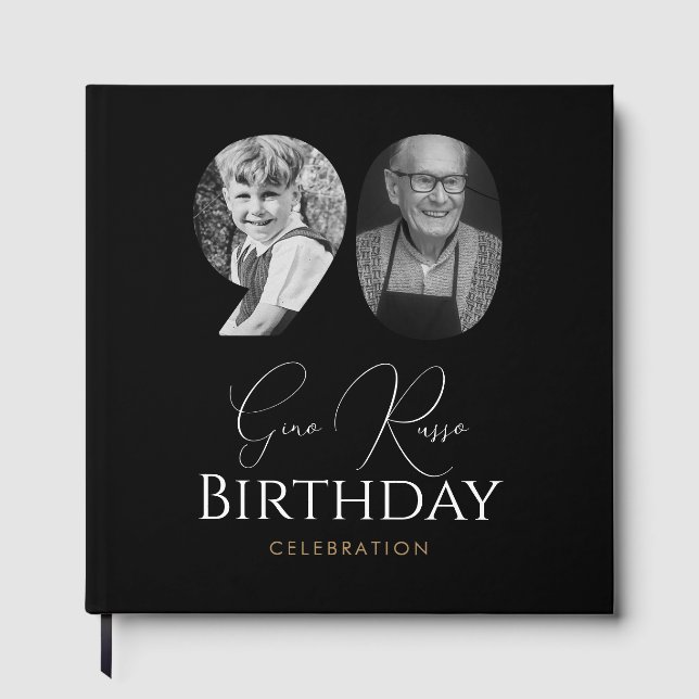 90th Birthday Celebration Personalized Photo Guest Book (Front)
