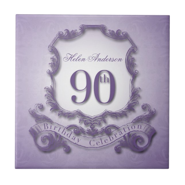 90th Birthday Celebration Personalized Tile (Front)