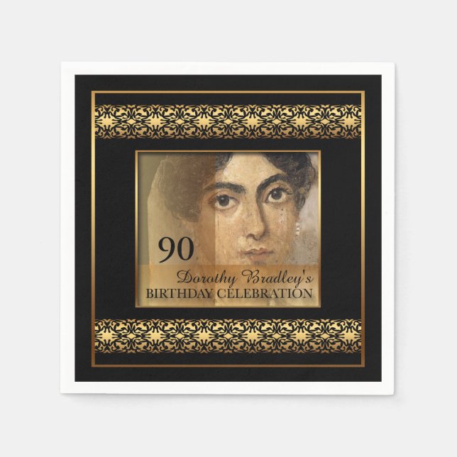 90th Birthday Celebration Photo Paper Napkins (Front)