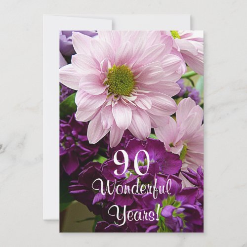 90th Birthday CelebrationPink Daisy Bouquet Invitation