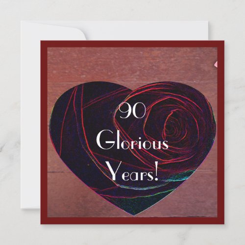 90th Birthday Celebration-Red Rose Heart Custom Announcement