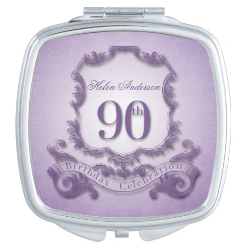 90th Birthday Celebration Vintage Frame Custom Mirror For Makeup