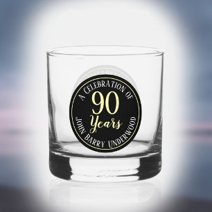 90th Birthday Celebration Whiskey Glass