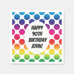 90th Birthday Celebration With Colorful Circles Napkins