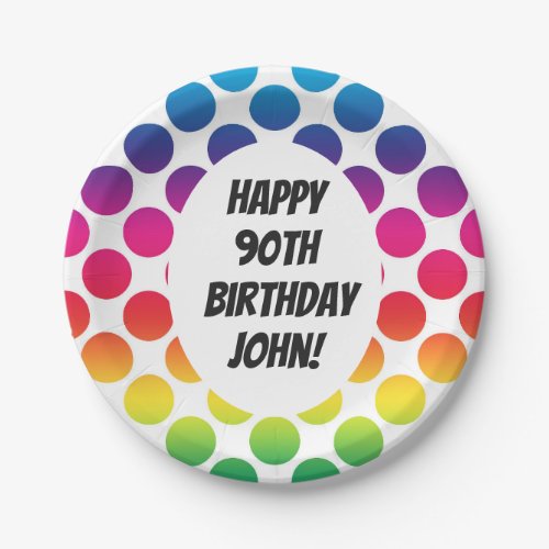 90th Birthday Celebration With Colorful Circles Paper Plates